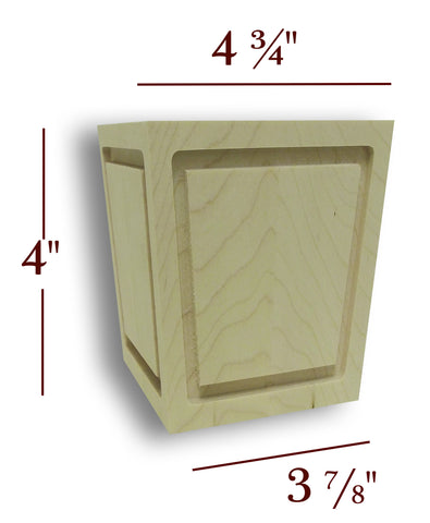 Large Mission Outline Window 4" Tall Cabinet Bun Foot