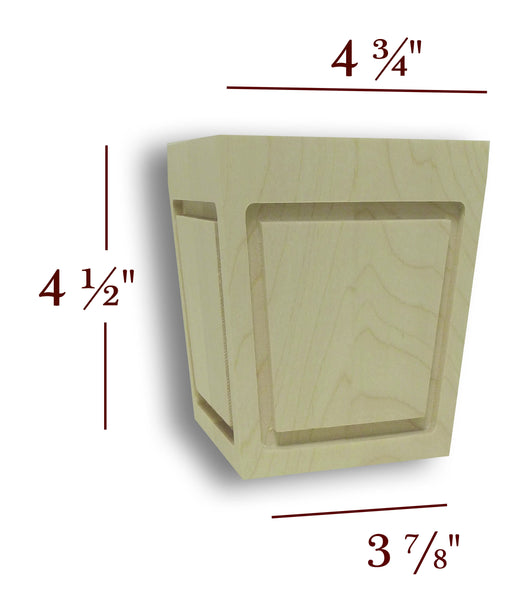 Large Mission Outline Window 4.5" Tall Cabinet Bun Foot