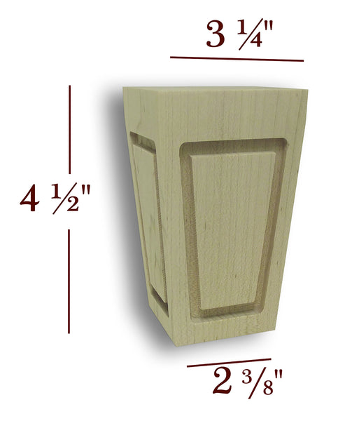 Small Mission Outline Window 4.5" Tall Cabinet Bun Foot